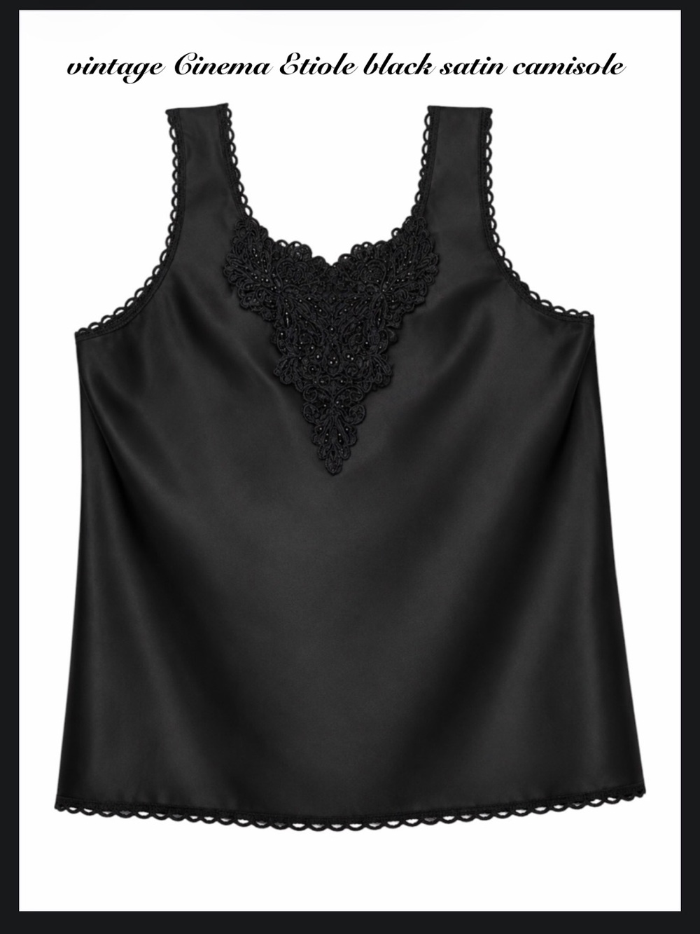 Vintage Cinema Etiole Black Satin Camisole